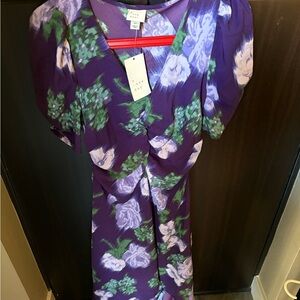 A New Day Purple Puff Sleeve Midi Dress